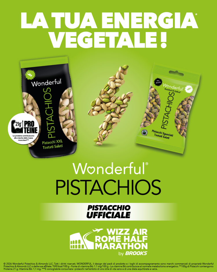 Wonderful® Pistachios corre con la Wizz Air Rome Half Marathon by Brooks 2026